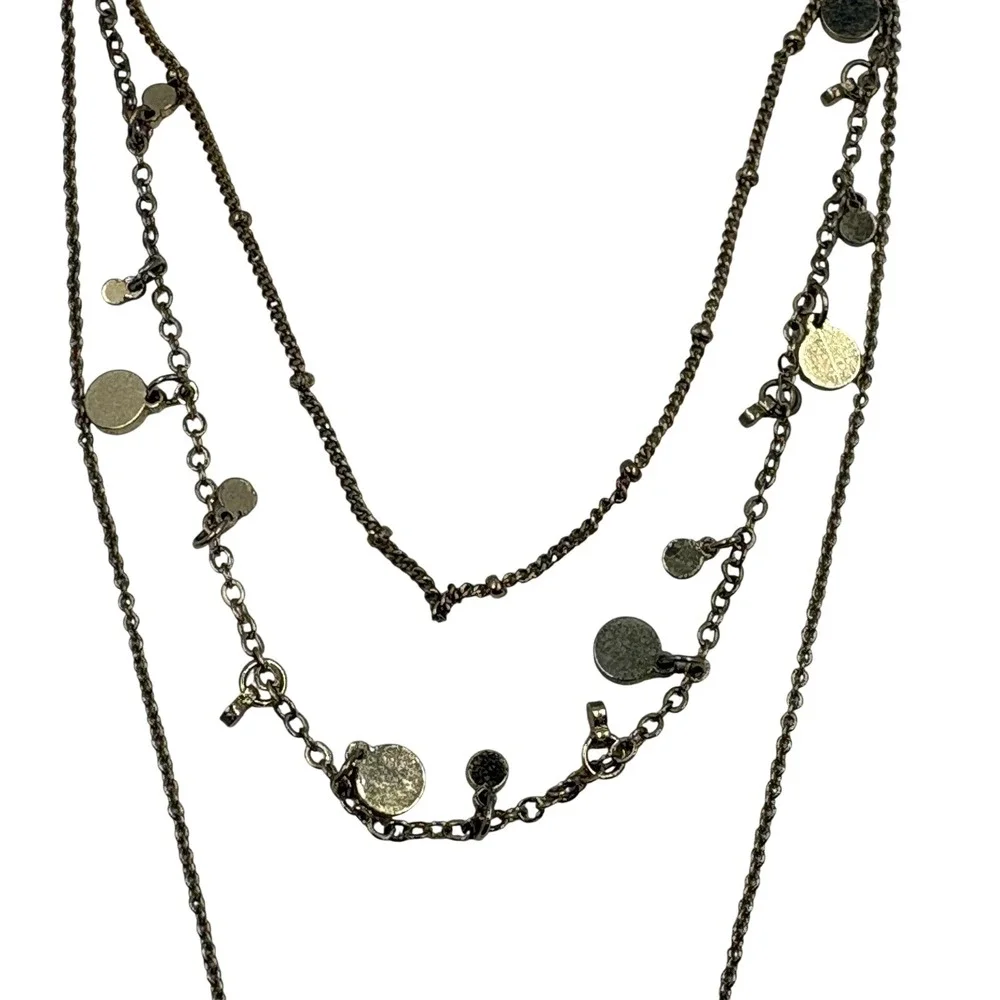 3 Layered Disc Pendant Necklace Gold Tone‎ Chain Women Fashion Jewelry